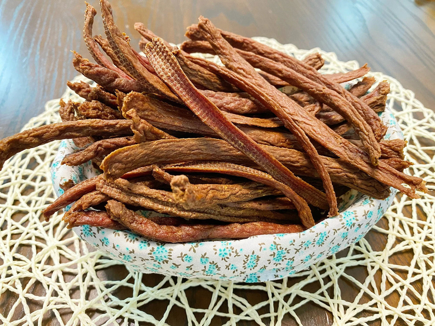 100% Handmade Dehydrate Carrot Beef Strips with Egg Yolk