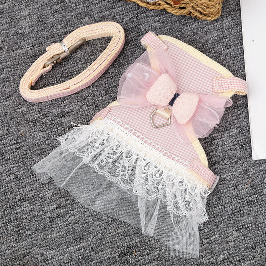Pet Lace Dress with Leash